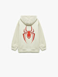 Lisanslı Örümcek Adam Baskılı Uzun Kollu Şardonlu Pamuklu Kapşonlu Sweatshirt