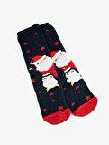 Pamuklu Noel Baba Baskılı Yılbaşı Çorap