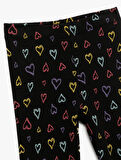 Kalp Desenli Beli Lastikli Pamuklu Uzun Tayt