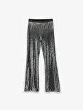 Beli Lastikli Pullu Payetli İspanyol Paça Pantolon