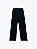 Viskon Karışımlı Beli Lastikli Basic Geniş Paça Pantolon