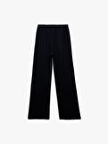Viskon Karışımlı Beli Lastikli Basic Geniş Paça Pantolon