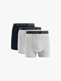 Baskılı Lastikli Basic Pamuklu 3'lü Boxer Seti