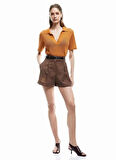 Koton Normal Bel Regular Fit Kahve Kadın Şort 5SAK40092EW