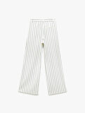 Viskon Çizgili Cepli Geniş Paça Palazzo Pantolon
