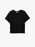 Bürümcük Kumaş Dokulu Slim Fit Kısa Kollu Bisiklet Yaka Tişört