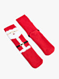 Noel Baba Baskılı Tüy Detaylı Pamuklu Havlu Soket Çorap