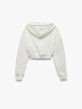 Korse Detaylı Fermuarlı Kapüşonlu Şardonlu Crop Sweatshirt