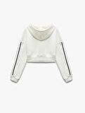 Şardonlu Fermuarlı Korse Detaylı Baskılı Kapüşonlu Sweatshirt