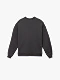 Uzun Kollu Bisiklet Yaka Şardonlu Fiyonk Baskılı Sweatshirt