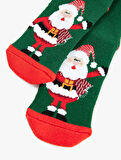 Pamuklu Noel Baba Baskılı Yılbaşı Çorap