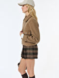 Kısa Kaban Kaşe Cepli Uzun Kollu Fermuarlı
