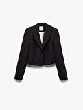 Kruvaze Yaka Uzun Kollu Crop Blazer Ceket