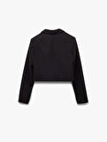 Kruvaze Yaka Uzun Kollu Crop Blazer Ceket