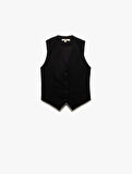 Krep Scuba Kumaş Astarlı Slim Fit V Yaka Kolsuz Düğmeli Yelek