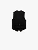 Krep Scuba Kumaş Astarlı Slim Fit V Yaka Kolsuz Düğmeli Yelek