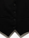Krep Scuba Kumaş Astarlı Slim Fit V Yaka Kolsuz Düğmeli Yelek