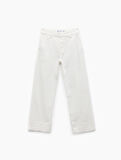 Nervürlü Yüksek Bel Düz Katlı Paça Denim Pantolon - Straight Fit Jean
