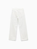 Nervürlü Yüksek Bel Düz Katlı Paça Denim Pantolon - Straight Fit Jean
