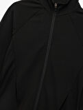 Slim Fit Dik Yaka Uzun Kollu Fermuarlı Spor Sweatshirt