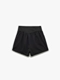 Yüksek Bel Slim Fit Bloklu Spor Şort