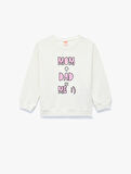 Pamuklu Uzun Kollu Bisiklet Yaka Baskılı Sweatshirt