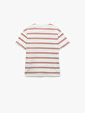 Kısa Kollu Bisiklet Yaka Pamuklu Çizgili Oversize Tişört