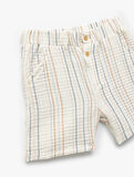 Pamuklu Düğme Detaylı Çizgili Müslin Şort