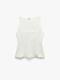 Krep Scuba Kumaş Kare Yaka Kolsuz Peplum Bluz