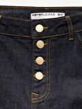 Yüksek Bel Düğmeli Dar Kesim İspanyol Paça Jean Pantolon - Flare Jeans