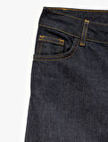 Yüksek Bel Düğmeli Dar Kesim İspanyol Paça Jean Pantolon - Flare Jeans