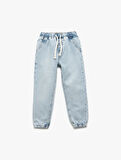 Beli Bağcıklı Cepli Pamuklu Denim Jogger Pantolon