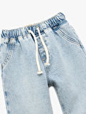 Beli Bağcıklı Cepli Pamuklu Denim Jogger Pantolon