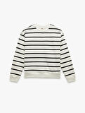 Üç İplik Şardonlu Uzun Kollu Bisiklet Yaka Sweatshirt