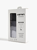 Pamuklu Baskılı Lastikli 3'lü Boxer Seti