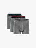 Lastik Detaylı Pamuklu 3'lü Boxer Seti