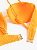 Çıkarılabilir Askılı Dokulu Balenli Straplez Bikini Üst