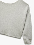 Scuba Kumaş Uzun Kollu Asimetrik Yaka Omuzu Açık Sweatshirt
