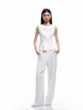Peplum Kesim Yuvarlak Yaka Kolsuz Bluz