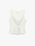 Peplum Kesim Yuvarlak Yaka Kolsuz Bluz