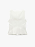 Peplum Kesim Yuvarlak Yaka Kolsuz Bluz