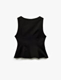 Peplum Kesim Yuvarlak Yaka Kolsuz Bluz