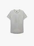 Kısa Kollu Bisiklet Yaka Reglan Kol Arkası Baskılı Slim Fit Spor Tişört