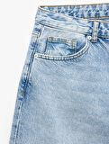 Pamuklu Normal Bel Düğmeli Vintage Straight Fit Jean Pantolon