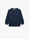 Pamuklu Uzun Kollu Bisiklet Yaka Basic Okul Sweatshirt