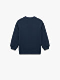 Pamuklu Uzun Kollu Bisiklet Yaka Basic Okul Sweatshirt