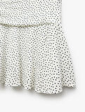 Drape Detaylı Slim Fit Puantiye Desenli Mini Kloş Etek