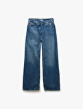Bol Paça Cepli Düğmeli Jean Pantolon - Loose Straight Fit Jean