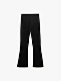 Kemerli Slim Fit Hafif İspanyol Paça Kumaş Pantolon