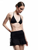 Skinny Fit Yandan Büzgülü Drapeli Fırfırlı Mini Pareo Etek